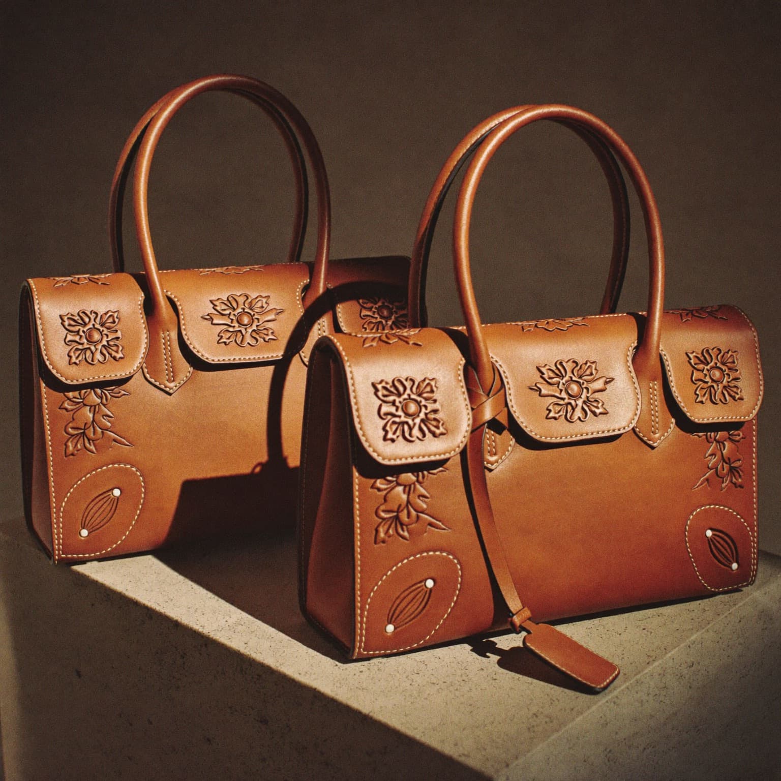 A still life of handcrafted leather bags